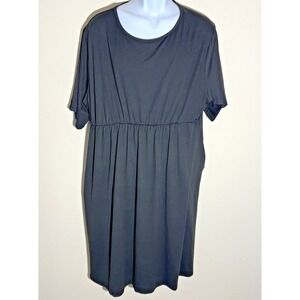 Allegrace Dress‎ Womens Plus 3X Black Jersey Knit  With Pockets Midi Fit-Flare